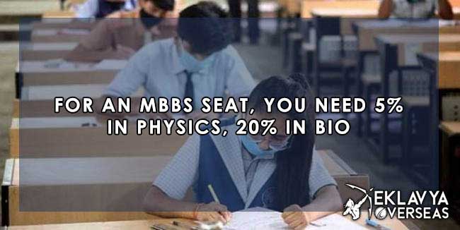 For an MBBS seat, you need 5% in physics, 20% in bio